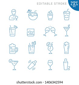 Alcohol related icons. Editable stroke. Thin vector icon set