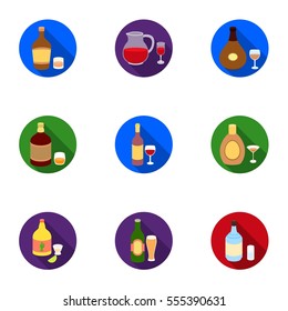 Alcohol set icons in flat style. Big collection of alcohol vector symbol stock illustration