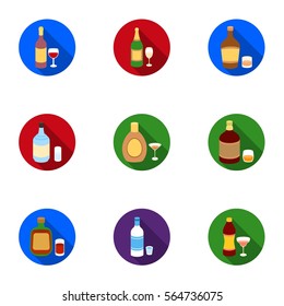 Alcohol set icons in flat style. Big collection of alcohol vector symbol stock illustration