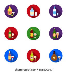 Alcohol set icons in flat style. Big collection of alcohol vector symbol stock illustration