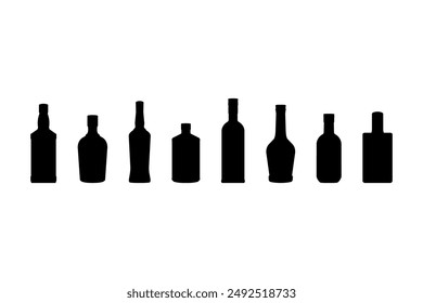 alcohol. set of icons of whiskey, vodka, gin, rum, tequila, cocktails. vector