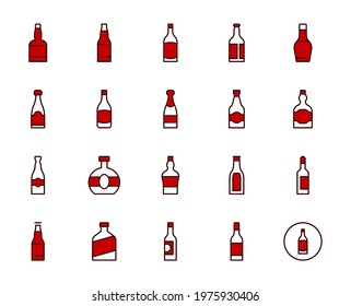 Alcohol set line icons in flat design with elements for web site design and mobile apps.  Collection modern infographic logo and symbol. Holidays vector line pictogram