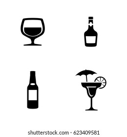 Alcohol. Simple Related Vector Icons Set for Video, Mobile Apps, Web Sites, Print Projects and Your Design. Black Flat Illustration on White Background.