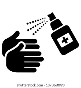 Alcohol spray for hands disinfection, vector icon on white background