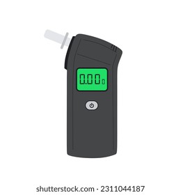 Alcohol tester device for driver isolated on white. Police breath alcohol testing device. Flat vector illustration