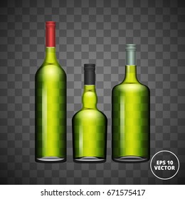 alcohol transparent bottles set vector illustration 