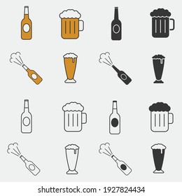 alcohol vector icon beer bottle and cup icon