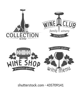 alcohol vector illustration set of wine signs, labels and badges, on a white background / Wine labels set