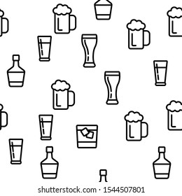 Alcohol Vector Seamless Pattern Thin Line Illustration