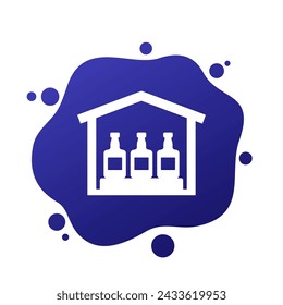 Icono de alcohol en almacén con botellas