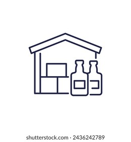 Alcohol warehouse line icon on white