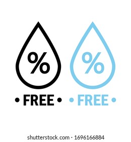 Alcohol or water free vector icon illustration, drop of water with percent sign