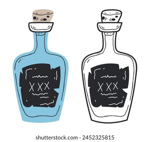 Alcohol whiskey vodka tequila bottle isolated set. Vector flat graphic design illustration