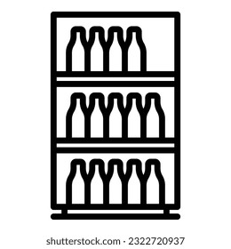 Alcohol wine cabinet icon outline vector. Wood bar. Store bottle