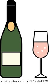 Álcool, Vinho ou Champanhe e Ícone de Vetor de Óculos
