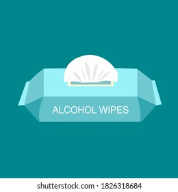 Alcohol wipes for cleaning objects from Coronavirus, bacteria and germs. Healthcare item. Disinfect wet tissue paper.