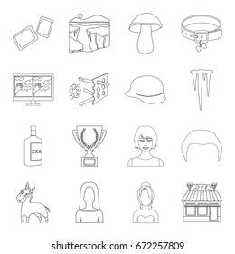alcohol,army, sports and other web icon in outline style. service, technology, climate icons in set collection.