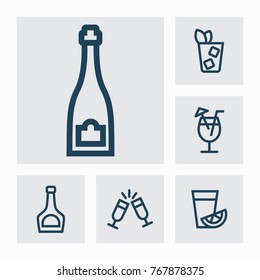 Alcohole and bar vector line icons.