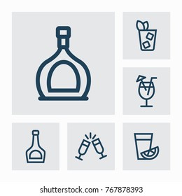 Alcohole and bar vector line icons.