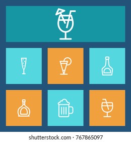 Alcohole drinks holiday set. Party pictogram.