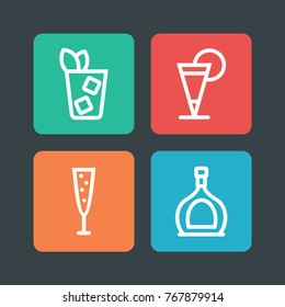 Alcohole icon set. Vector line party pictogram.