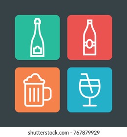 Alcohole icon set. Vector line party pictogram.