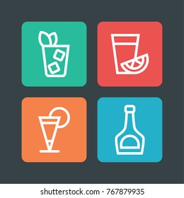 Alcohole icon set. Vector line party pictogram.