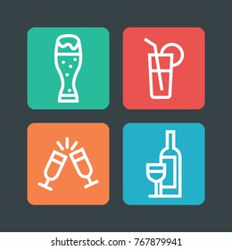 Alcohole icon set. Vector line party pictogram.
