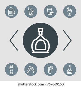 Alcohole vector line icon set. Party pictogram.
