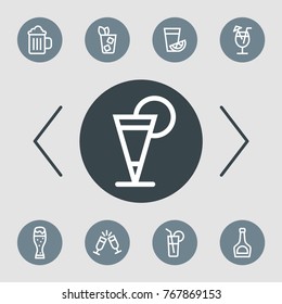 Alcohole vector line icon set. Party pictogram.