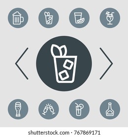 Alcohole vector line icon set. Party pictogram.