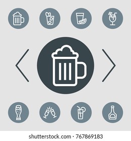 Alcohole vector line icon set. Party pictogram.