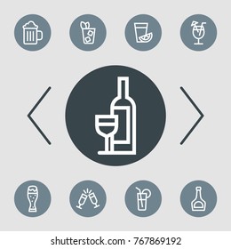 Alcohole vector line icon set. Party pictogram.