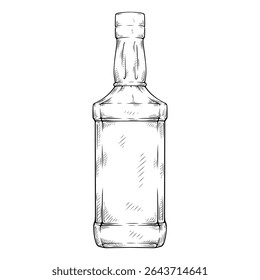 alcoholic beverage bottles vector line art hand drawn illustration