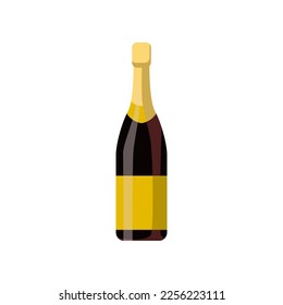 Alcoholic beverage or champagne in glass bottle vector illustration