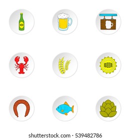 Alcoholic beverage icons set. Cartoon illustration of 9 alcoholic beverage vector icons for web