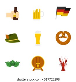 Alcoholic beverage icons set. Flat illustration of 9 alcoholic beverage vector icons for web