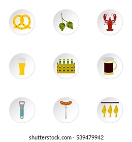 Alcoholic beverage icons set. Flat illustration of 9 alcoholic beverage vector icons for web