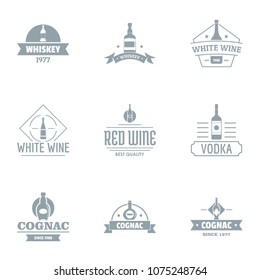 Alcoholic beverage logo set. Simple set of 9 alcoholic beverage vector logo for web isolated on white background
