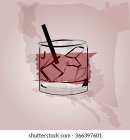 Alcoholic Beverage On The Rocks, Vector