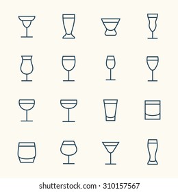 Alcoholic beverages line icons