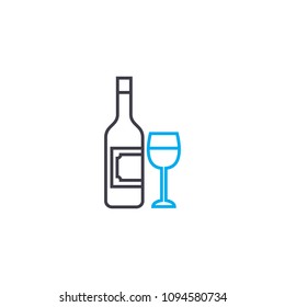Alcoholic beverages linear icon concept. Alcoholic beverages line vector sign, symbol, illustration.