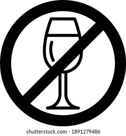 Alcoholic beverages Not allowed Vector Glyph Icon Design, Arab culture and traditions Symbol on white background, Islamic and Muslim practices Sign, Khamr Haram Concept, 