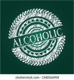 Alcoholic chalkboard emblem on black board