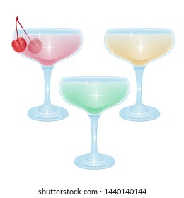 alcoholic cocktail beverage vector set collection isolated on white background