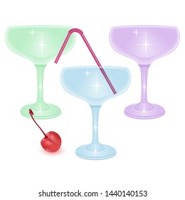 alcoholic cocktail beverage vector set collection isolated on white background