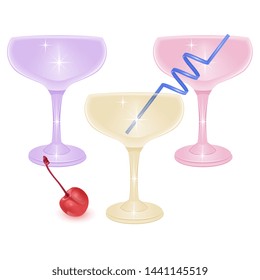 alcoholic cocktail beverage vector set collection isolated on white background