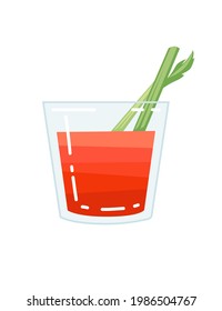 Alcoholic cocktail bloody Mary in glass with drinking straws vector illustration of summer beach drink on white background