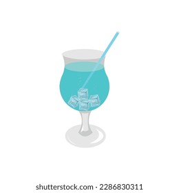 Alcoholic Cocktail. Colorful cartoon vector illustration. Isolated element for summer menu, invitations, vacation design.