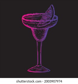 Alcoholic cocktail. Нand drawn illustrations.	